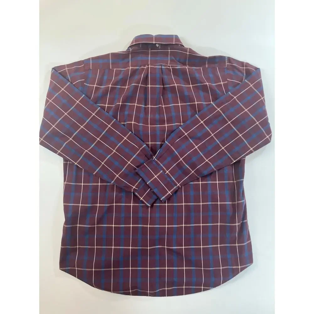 Vintage Hathaway Philadelphia Poplin Shirt Men L Plaid Made Hong Kong Button Up